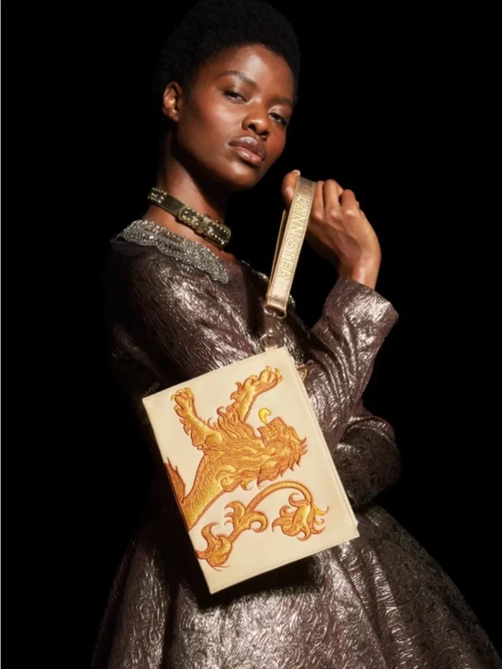 Danielle Nicole Game of Thrones - Lannister Wristlet with Gold Embroidered Lion